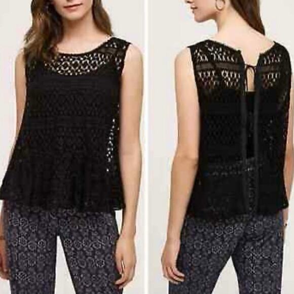 Anthropologie Tiny Crochet Lace Open Knit Top Coquette Bohemian Whimsygoth M - Picture 9 of 9